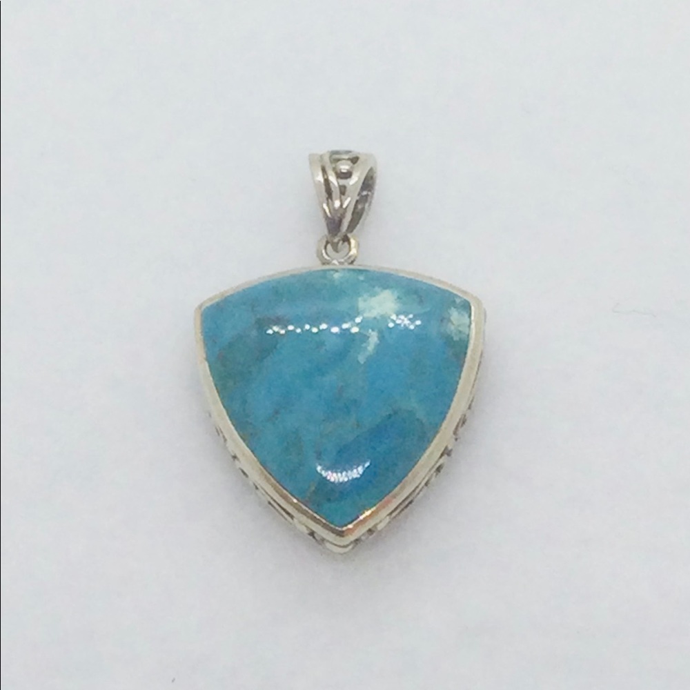 NEW Sterling Silver Turquoise Pendant 1.5”